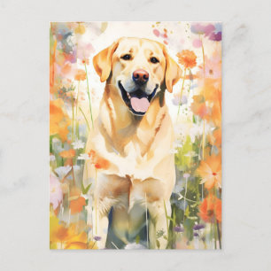 Cartão Postal Arte colorida em aquarela do Labrador