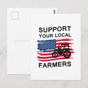 Cartão Postal Arte com a frase Apoiar agricultores locais