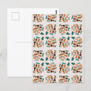 Cartão Postal Arte com Padrão Abstrato em Tons Terrosos do Sudoe