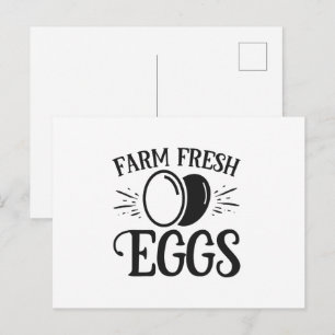 Cartão Postal Arte com palavras de ovos frescos de fazenda fofos