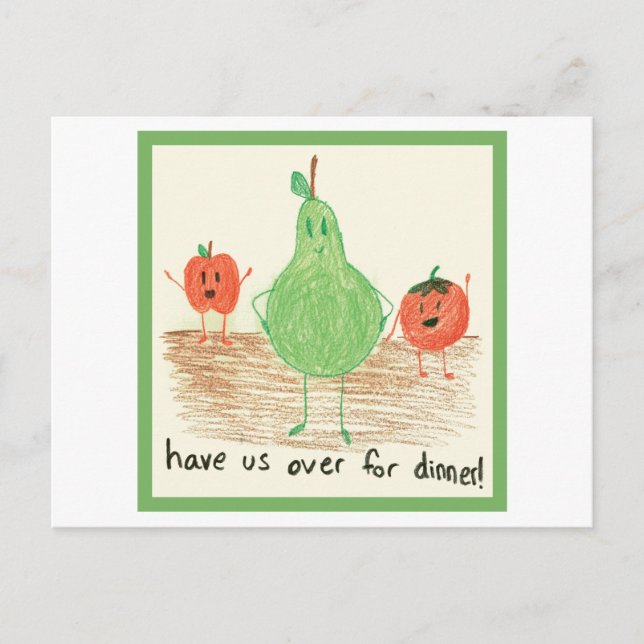 Cartão Postal Arte Comida de Criança, Verde (Frente)
