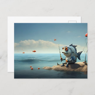 Cartão Postal Arte conceptual da pesca de peixes