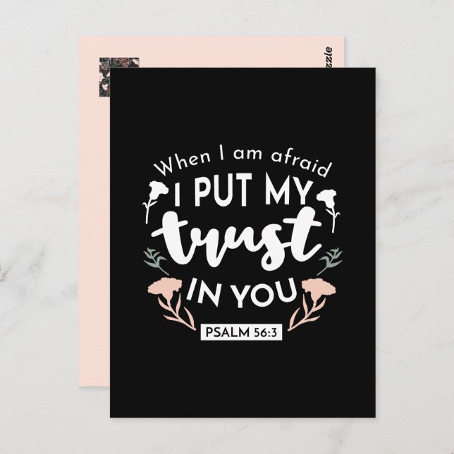 Cartão Postal Arte Cristã Floral Escura - Salm 56:3 (Frente/Verso)