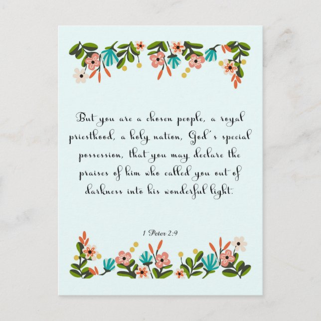 Cartão Postal Arte Cristã legal - 1 Peter 2:9 (Frente)