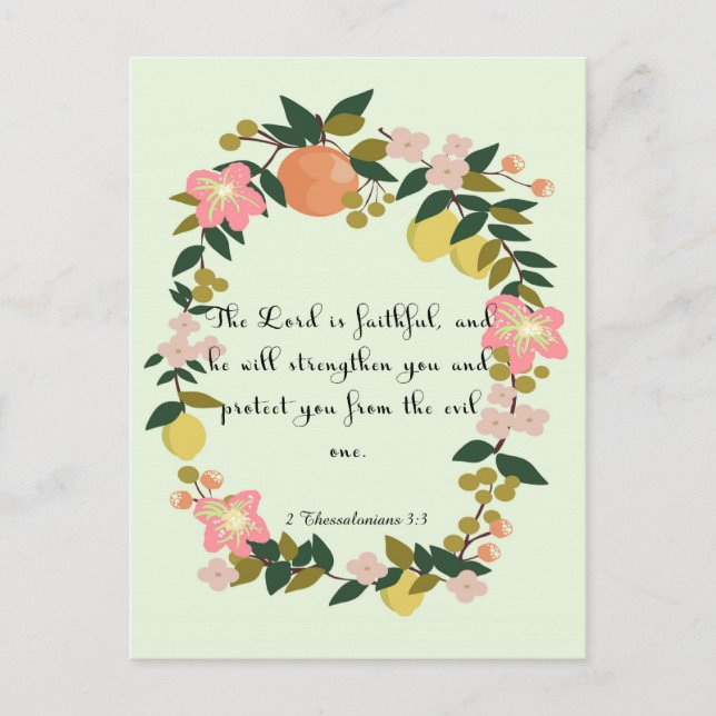 Cartão Postal Arte Cristã legal - 2 Saloneses 3:3 (Frente)