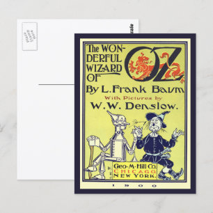 Cartão Postal Arte da capa de livro vintage do Mágico de Oz, Pág