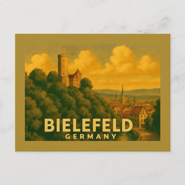 Cartão Postal Arte da Cidade de Bielefeld Alemanha (Frente)