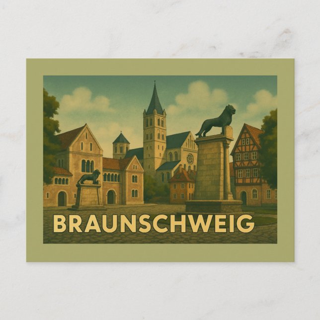 Cartão Postal Arte da Cidade de Braunschweig Alemanha (Frente)