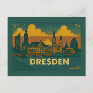 Cartão Postal Arte da Cidade de Dresden Alemanha