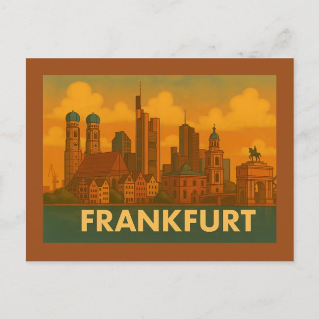 Cartão Postal Arte da Cidade de Frankfurt Alemanha (Frente)