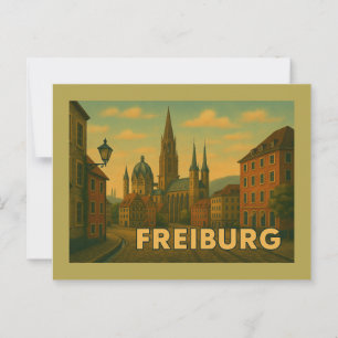 Cartão Postal Arte da Cidade de Freiburg Alemanha
