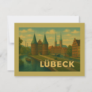Cartão Postal Arte da Cidade de Lübeck Alemanha