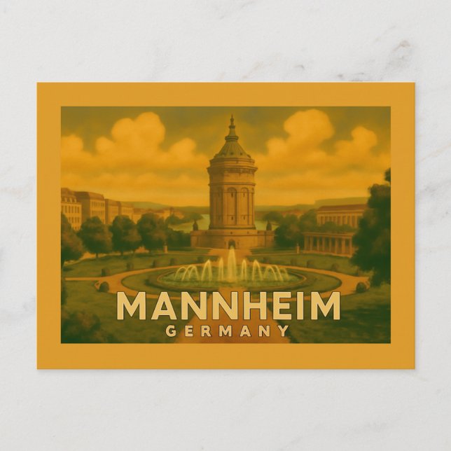 Cartão Postal Arte da Cidade de Mannheim Alemanha (Frente)