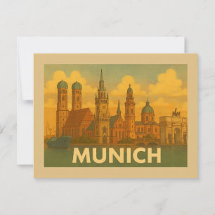 Cartão Postal Arte da Cidade de Munique Alemanha
