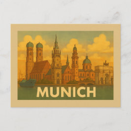 Cartão Postal Arte da Cidade de Munique Alemanha