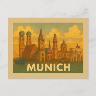 Cartão Postal Arte da Cidade de Munique Alemanha