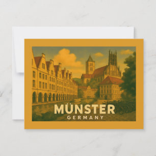 Cartão Postal Arte da Cidade de Münster Alemanha