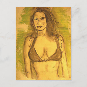 Cartão Postal arte da menina bikini
