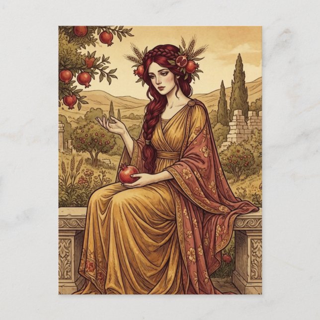 Cartão Postal Arte da Mitologia Grega Perséfone (Frente)