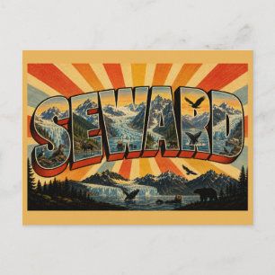 Cartão Postal Arte da Montanha da Geleira do Fiorde de Seward Al