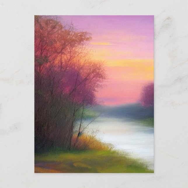 Cartão Postal Arte da Natureza: À Beira do Rio  (Frente)