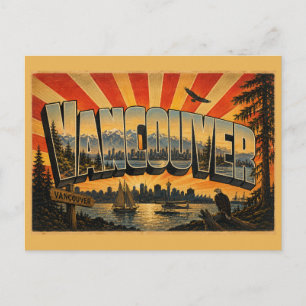 Cartão Postal Arte da Orla das Montanhas de Vancouver BC