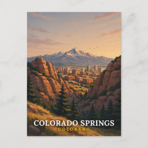 Cartão Postal Arte da Silhueta Montanhosa de Colorado Springs