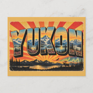 Cartão Postal Arte da Tundra das Montanhas do Yukon CA Luzes do