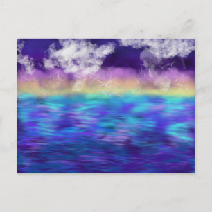 Cartão Postal Arte de Adoração Amarelo Aqua Azul Roxo Out 2017 E
