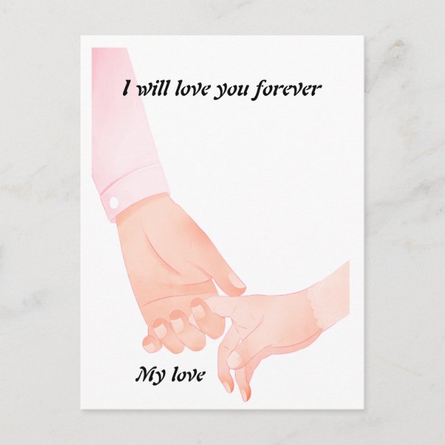 Cartão Postal Arte de Amor Mão - Pai e Criança Segurando Han (Frente)