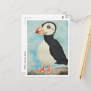 Cartão Postal Arte de Animal de Água-Forte de Papagaio-do-mar Fo