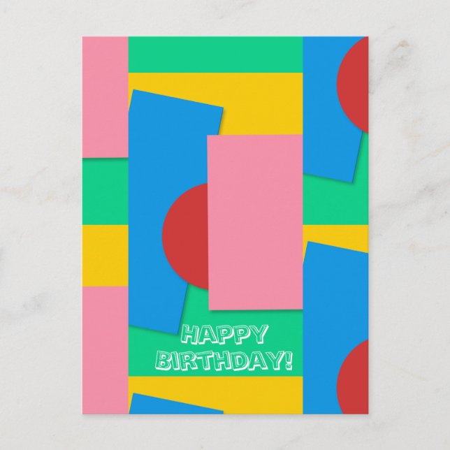 Cartão Postal Arte de aniversário abstrata elegante personalizad (Frente)