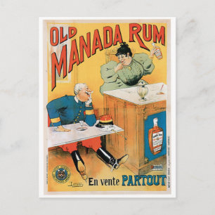 Cartão Postal Arte de anúncio de bebida vintage de Rum Old Manad