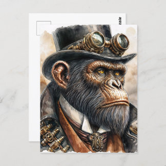 Cartão Postal Arte de Aquarela Ape Steampunk