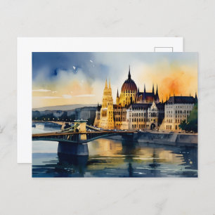 Cartão Postal Arte de aquarela de Budapeste