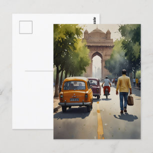 Cartão Postal Arte de aquarela de Deli