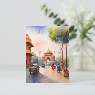 Cartão Postal Arte de aquarela de Deli