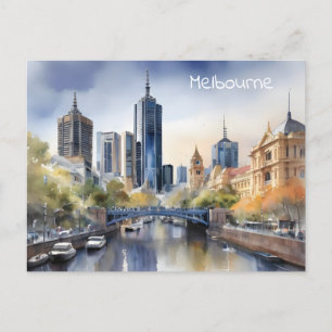 Cartão Postal arte de aquarela de Melbourne