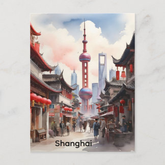 Cartão Postal arte de aquarela de Xangai