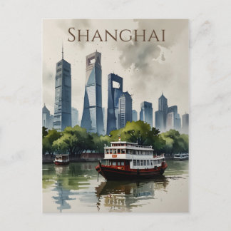 Cartão Postal arte de aquarela de Xangai