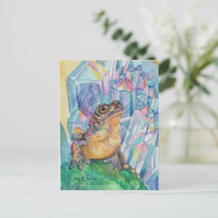 Cartão Postal Arte de aquarela do Rainbow Geode Toad