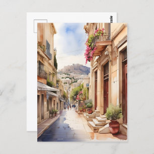 Cartão Postal Arte de aquarela Grécia de Atenas