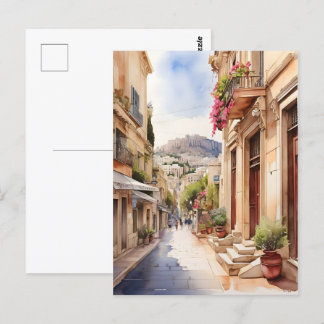 Cartão Postal Arte de aquarela Grécia de Atenas