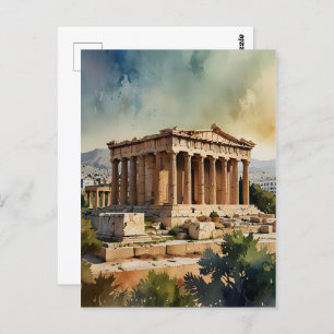 Cartão Postal Arte de aquarela Grécia de Atenas