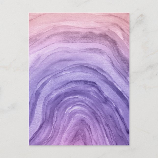 Cartão Postal Arte de Aquarela lavanda Roxo (Frente)