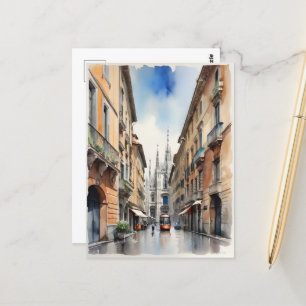 Cartão Postal Arte de aquarela Milão