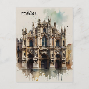 Cartão Postal Arte de aquarela Milão