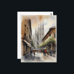 Cartão Postal Arte de aquarela Milão<br><div class="desc">Arte de aquarela Milão</div>