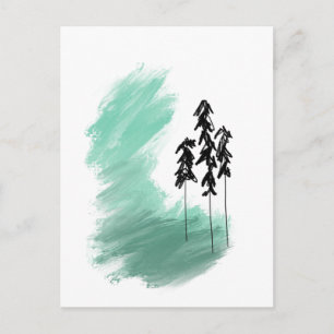 Cartão Postal arte de árvore verde escandinava simples menta mod