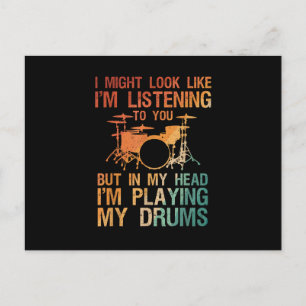 Cartão Postal Arte De Baterista Engraçada Para Homens Jogadora D